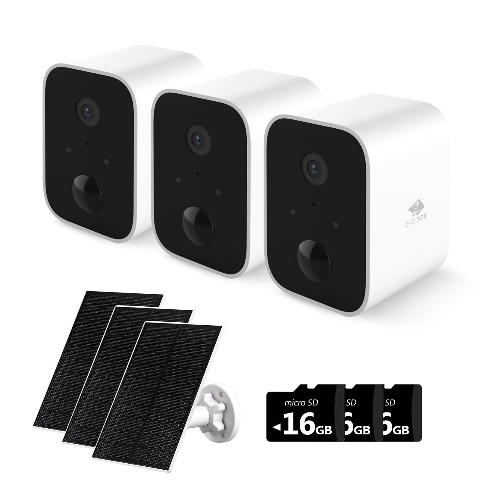 インターネット Ⅲ Z-Edge Smart Wireless Solar Security Camera 3 Pack, 16GB Camera, 2