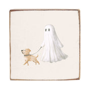 White Ghost With Dog Wood Block