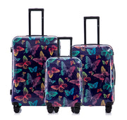 Hard Shell Lightweight 3-Piece Luggage Set - Butterfly