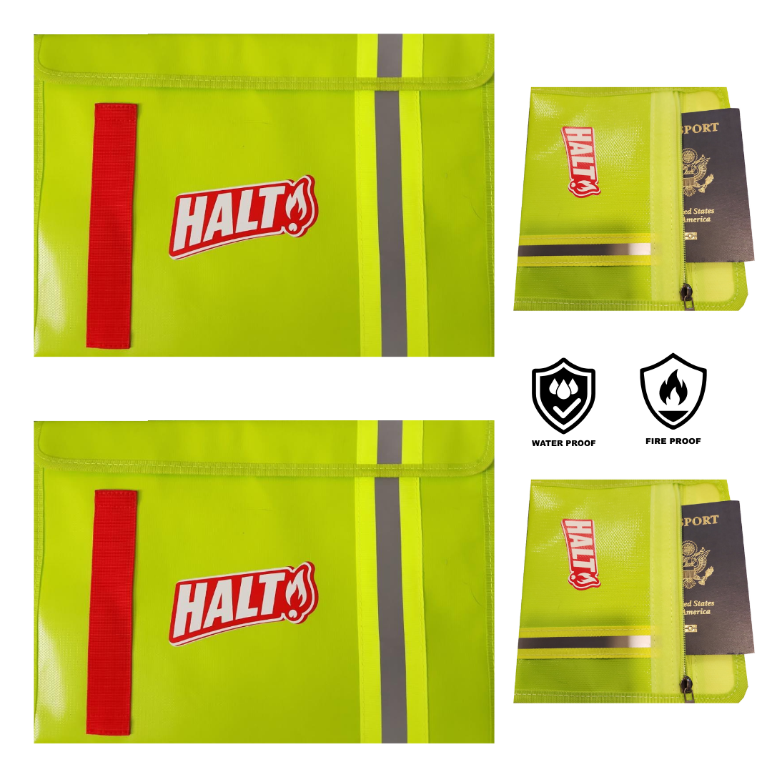 HALT! Emergency Fire & Water proof Document Bags (2-pk Set)