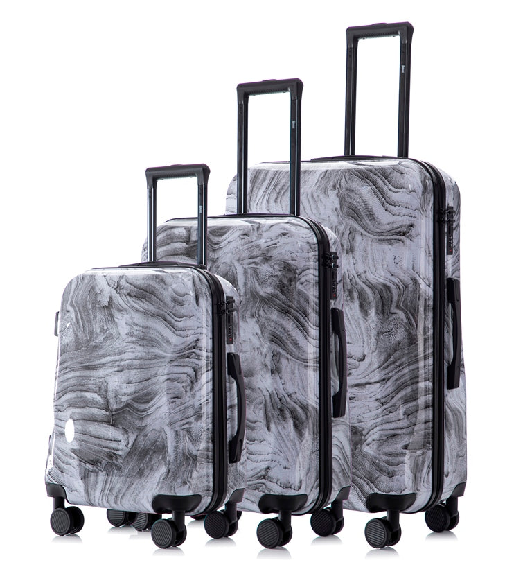 Hard Shell Lightweight 3-Piece Luggage Set - Granite