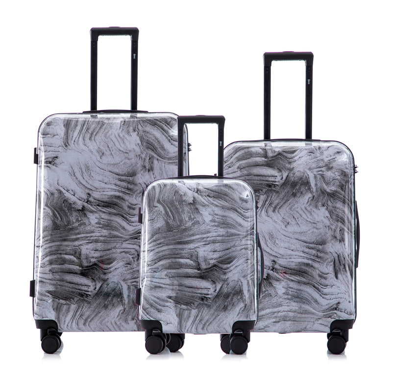 Hard Shell Lightweight 3-Piece Luggage Set - Granite