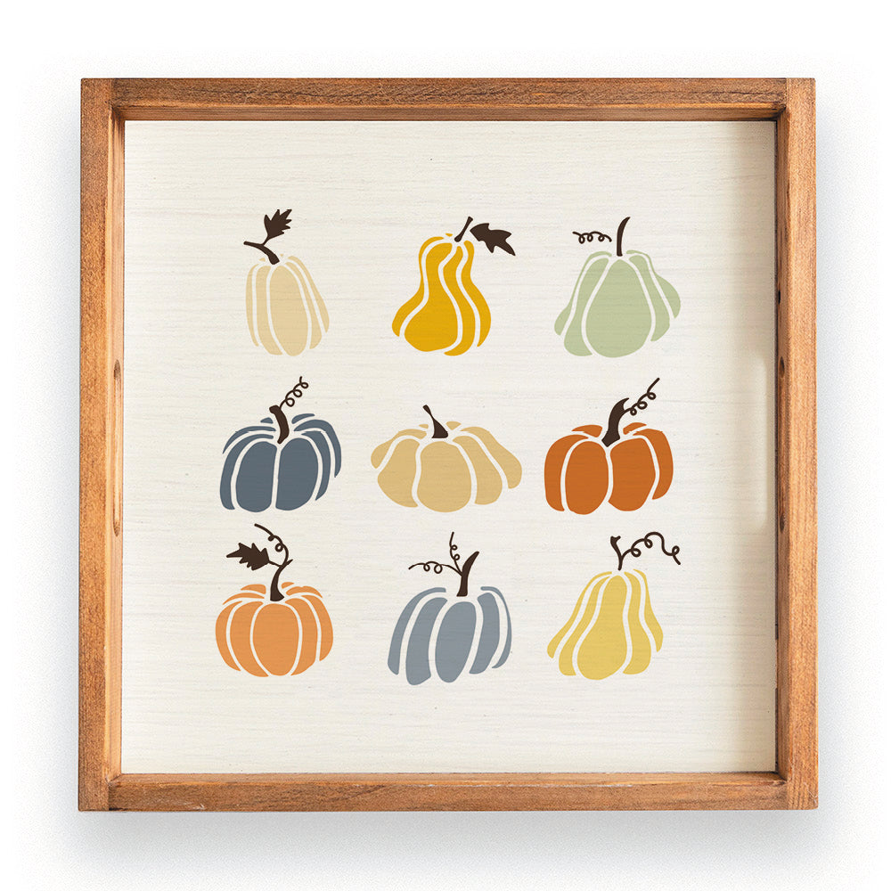 Muted Pastel Pumpkins Wooden Serving Tray