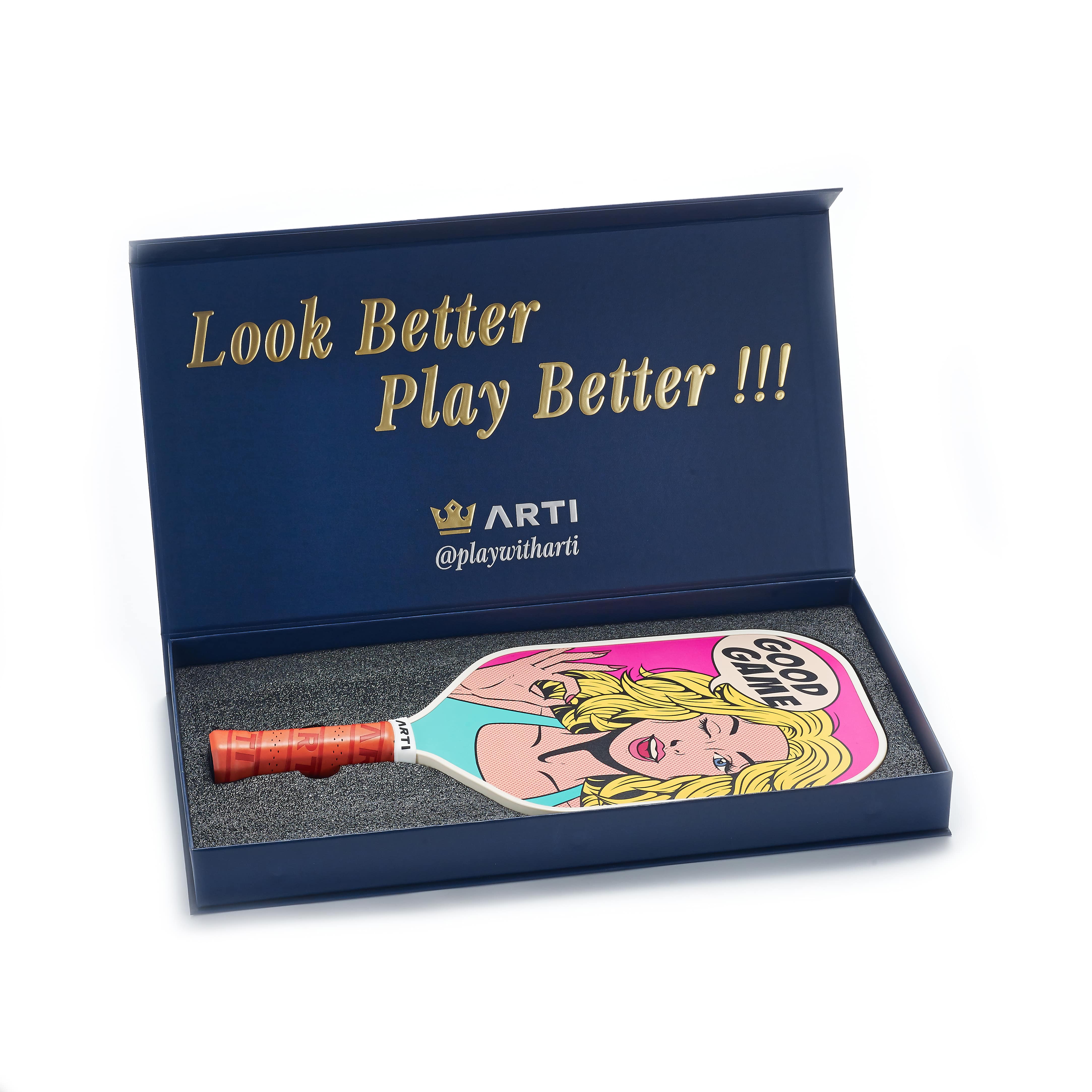 ARTI 16mm Carbon Fiber Kristen & Kristy "GOOD GAME" Pickleball Paddle