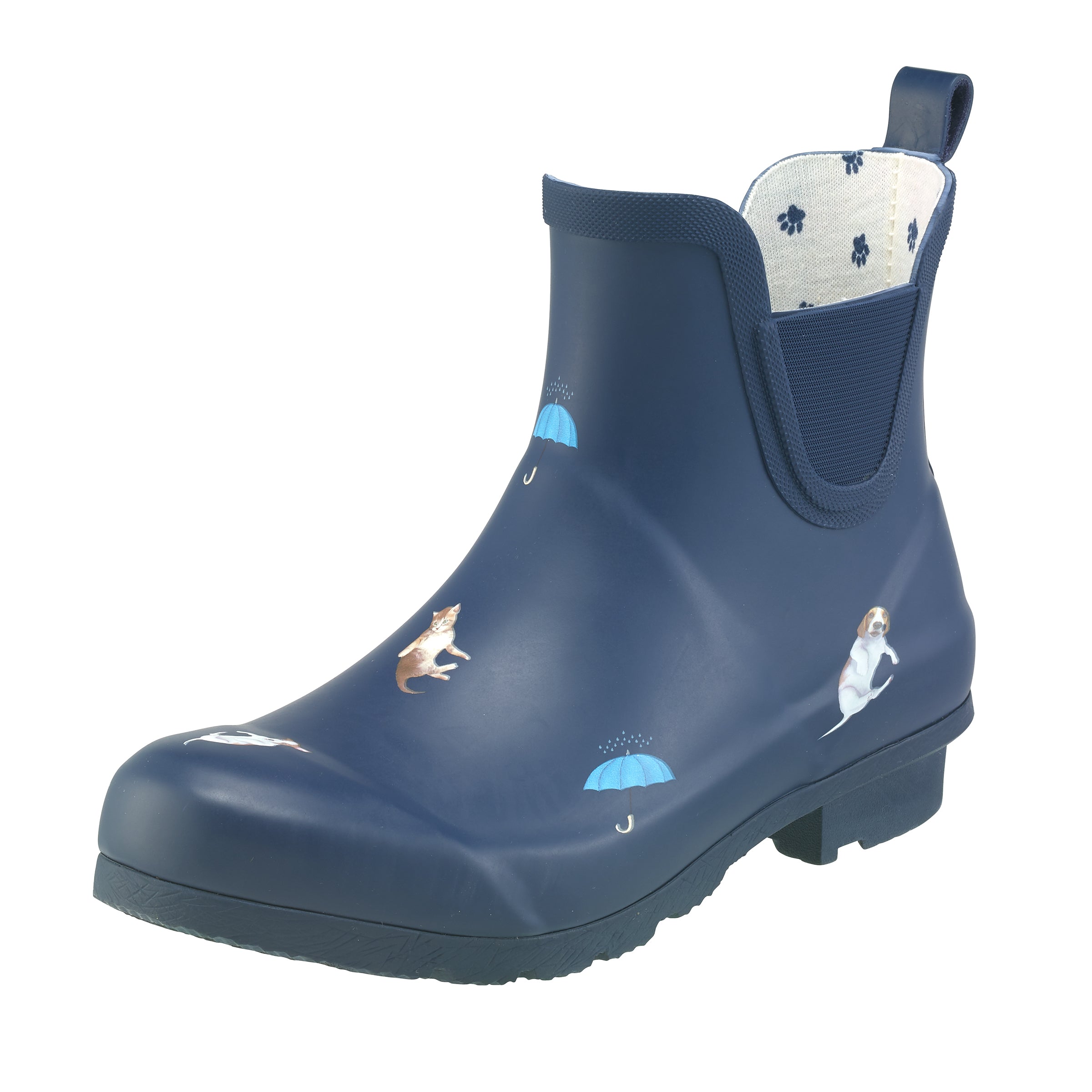 Navy Cats & Dogs Chelsea Rain Boot