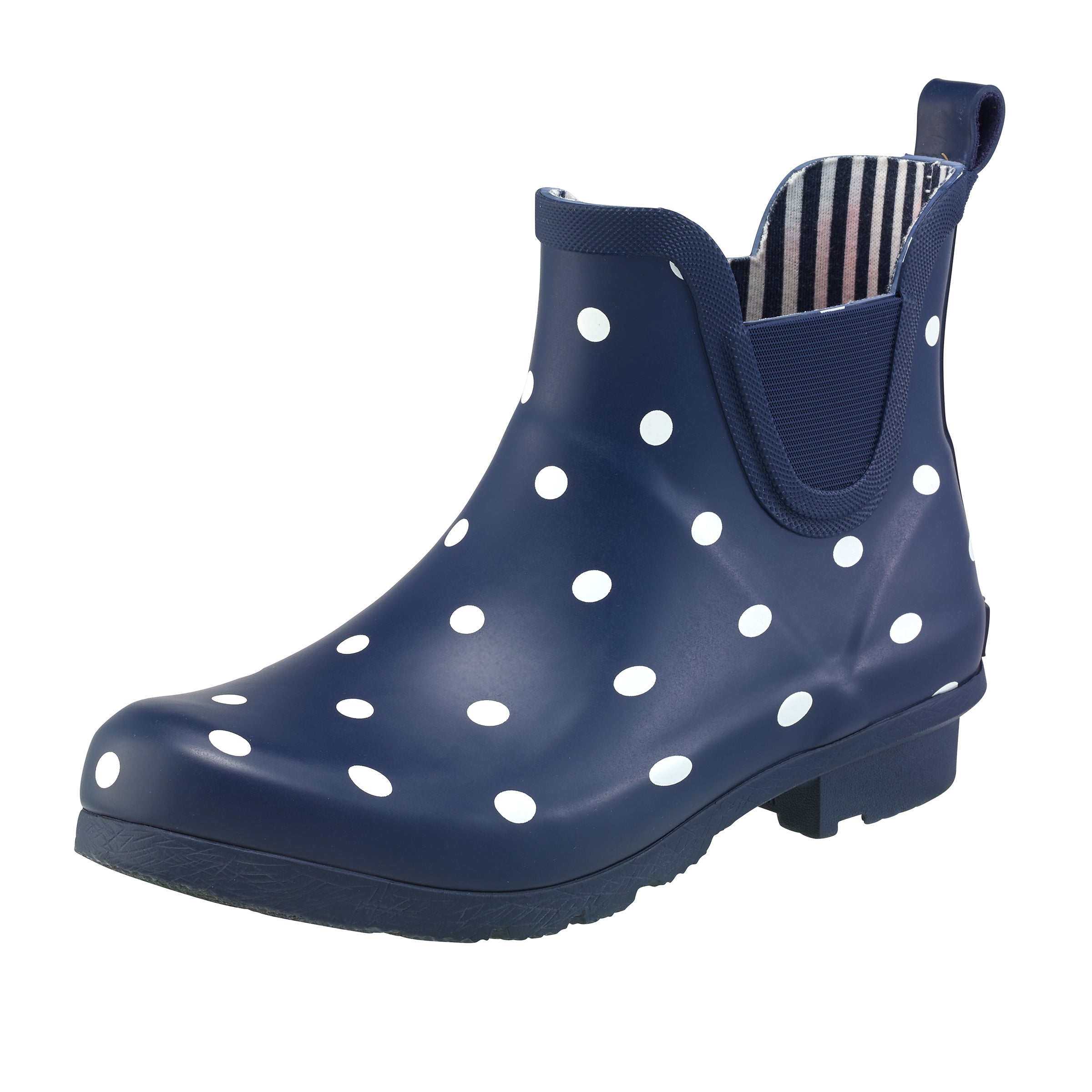 Navy Polka Dots Chelsea Rain Boots