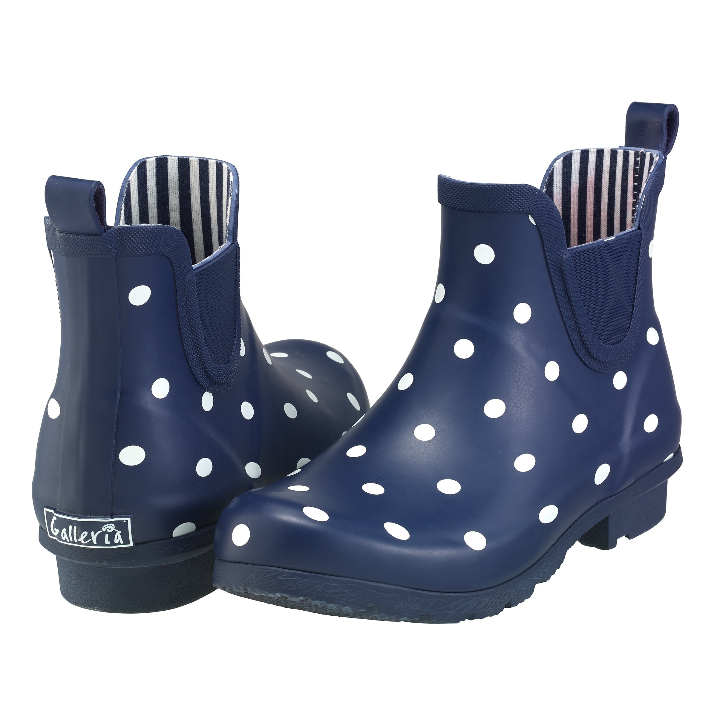 Navy Polka Dots Chelsea Rain Boots