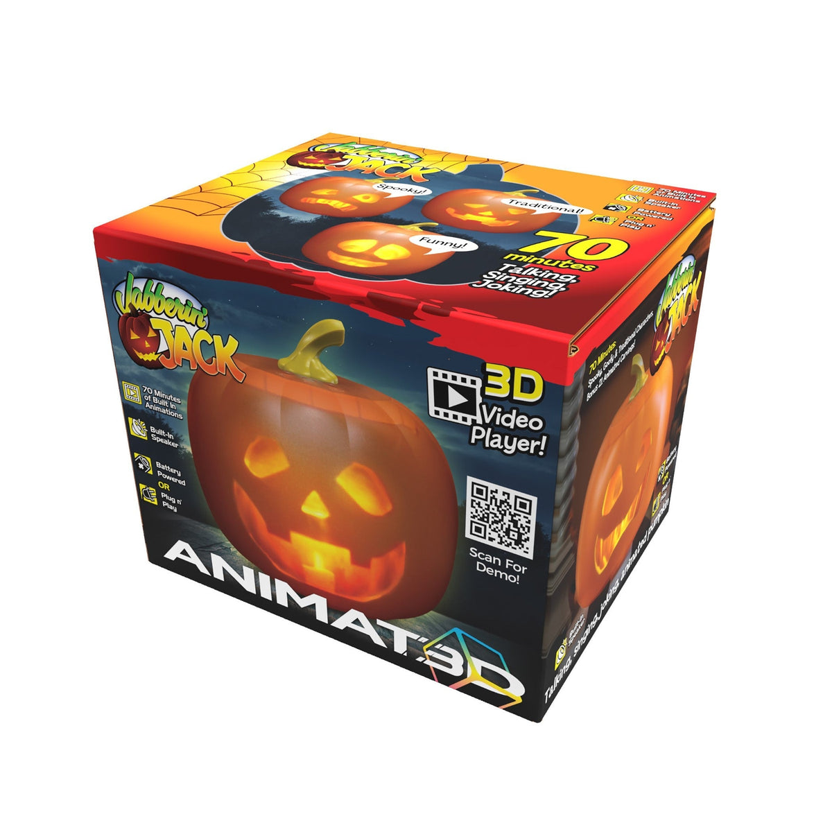 Jabberin' Jack 9 Inch Talking Animated Pumpkin with Video Projector and Speaker