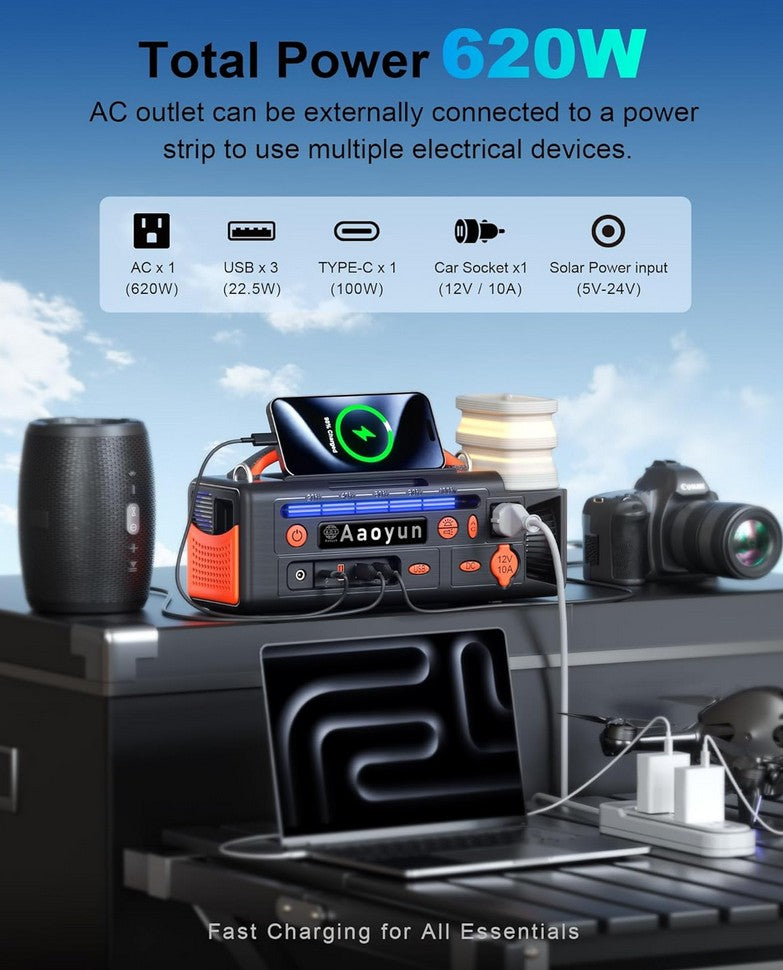 Portable Power Station 300W, 296Wh Solar Generator w/ Night Light & LED Flashlight - Deal