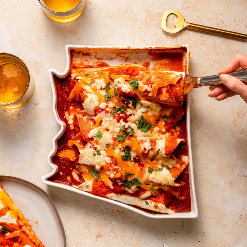 charcuterie board with cheese and cured meats in a arizona shaped serving tray platter dish