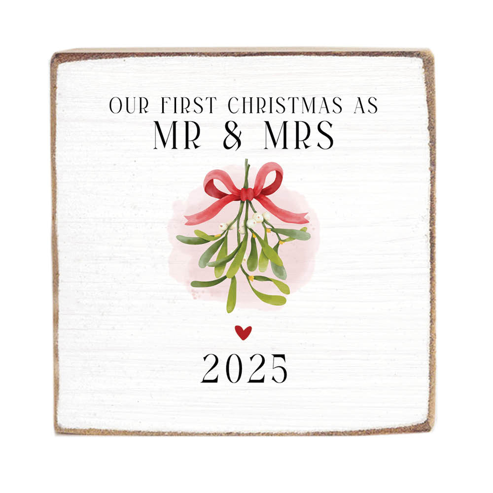 Our First Christmas as Mr. & Mrs. Wood Block