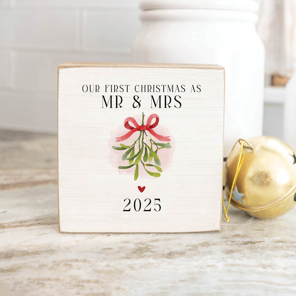 Our First Christmas as Mr. & Mrs. Wood Block