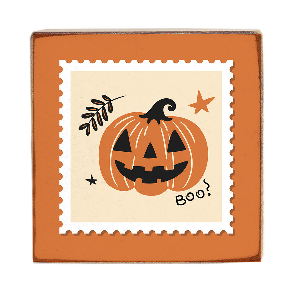 Pumpkin Boos Halloween Wood Block