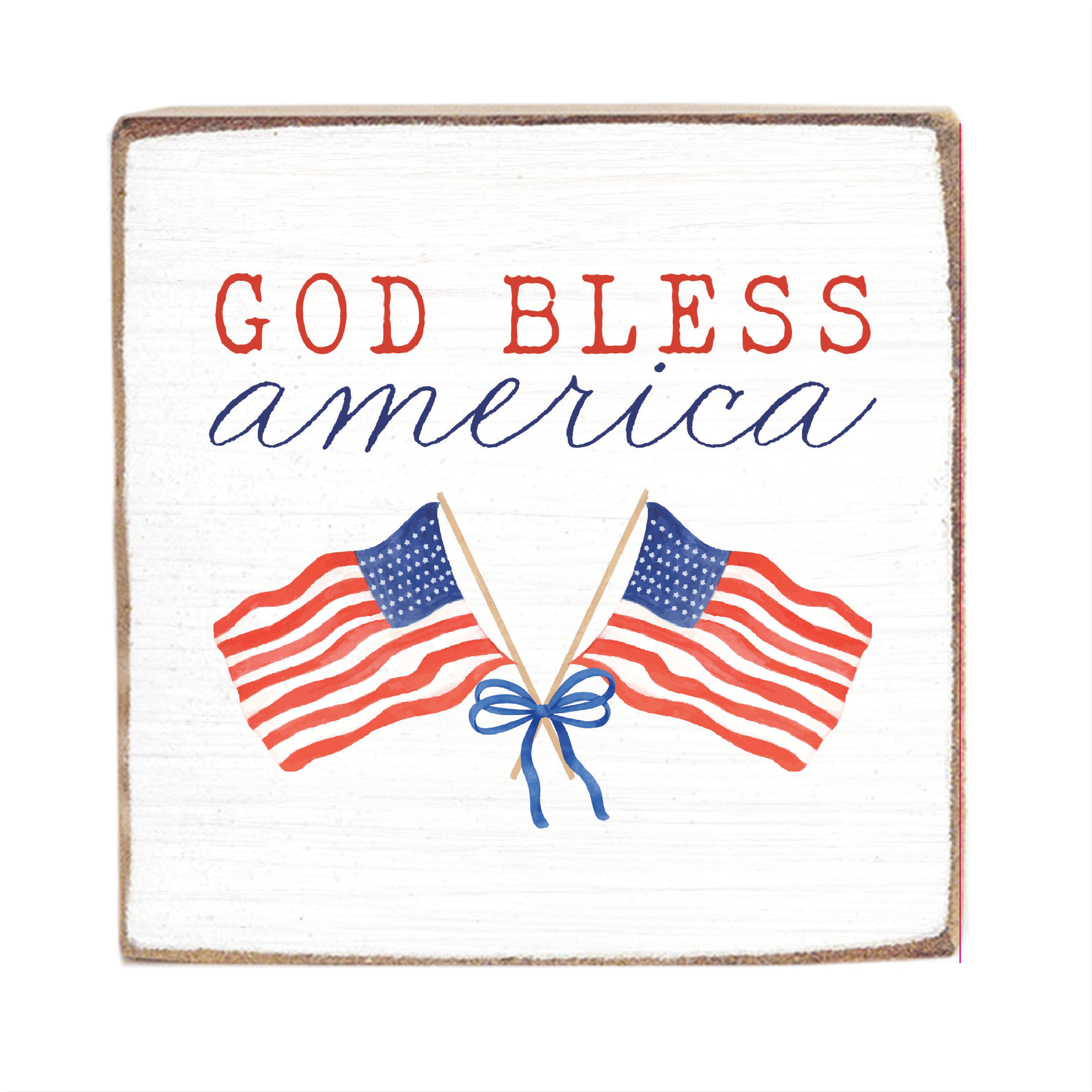 God Bless America Block Sign