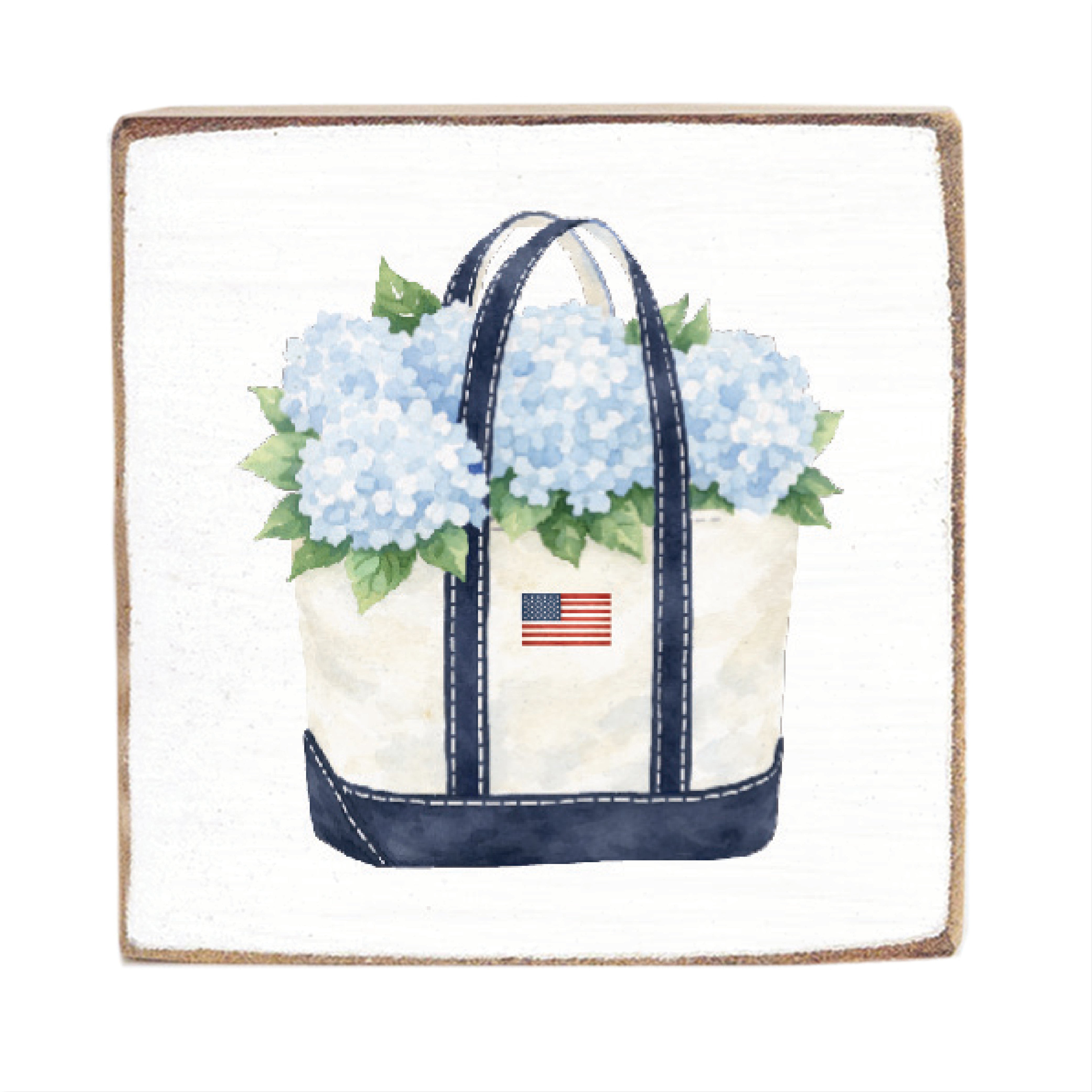 Hydrangea Flag Boat Tote Block Sign