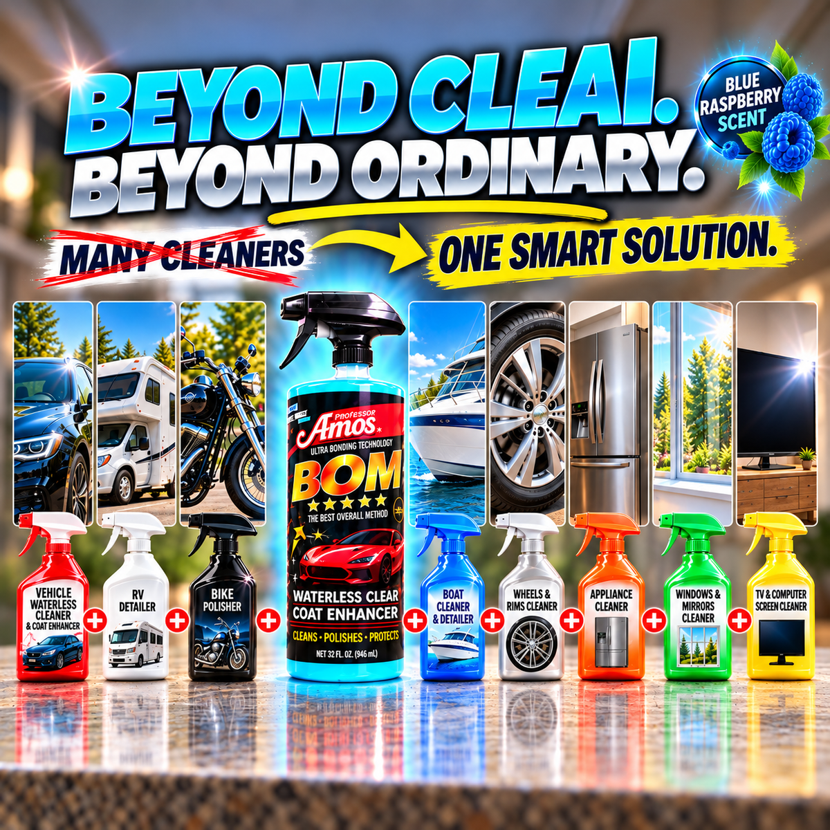 BOM (Best Overall Method) Waterless Car Cleaner & Profectant - Blue Raspberry