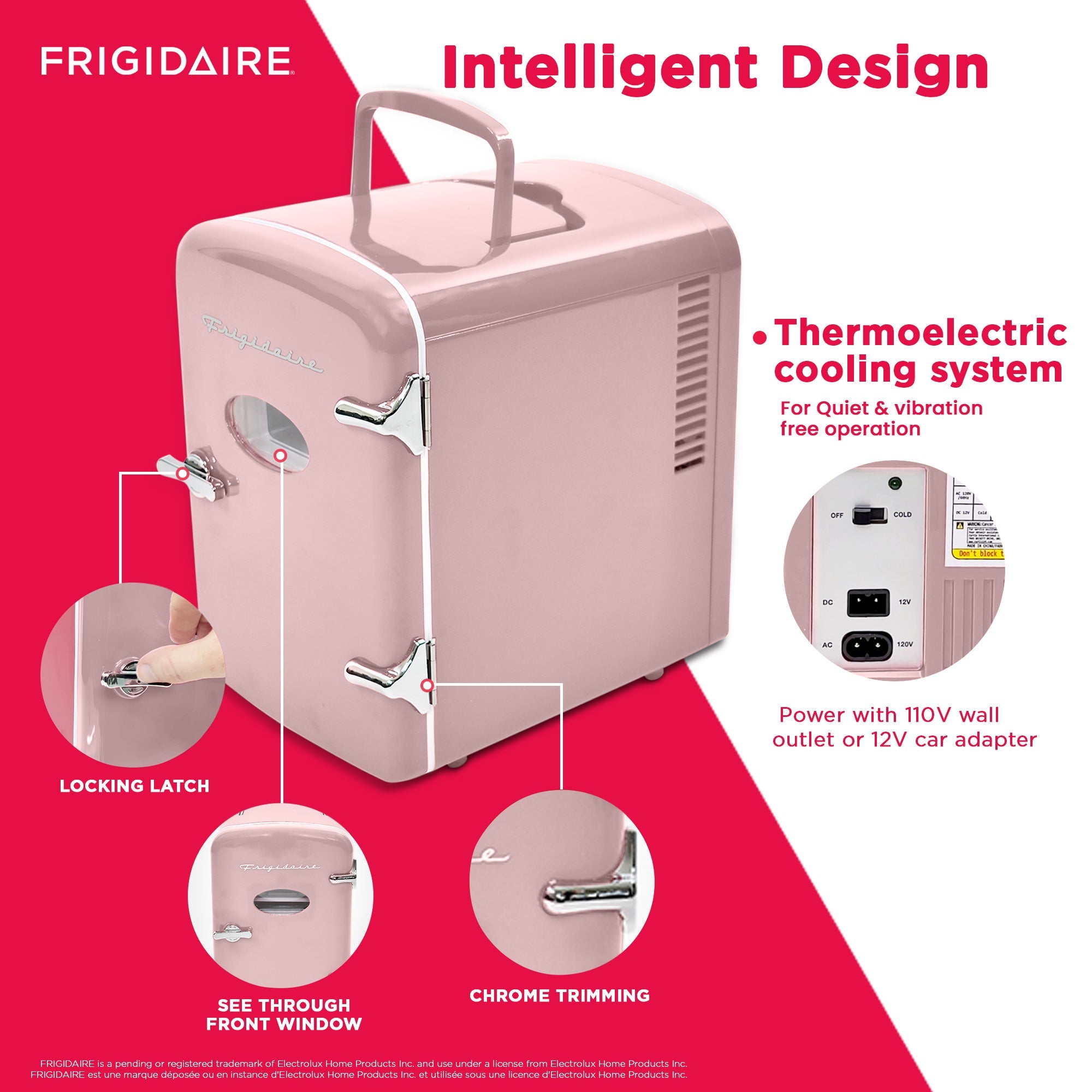 Frigidaire 6 Can/4 Liter Mini Personal Fridge Cooler (Pink)