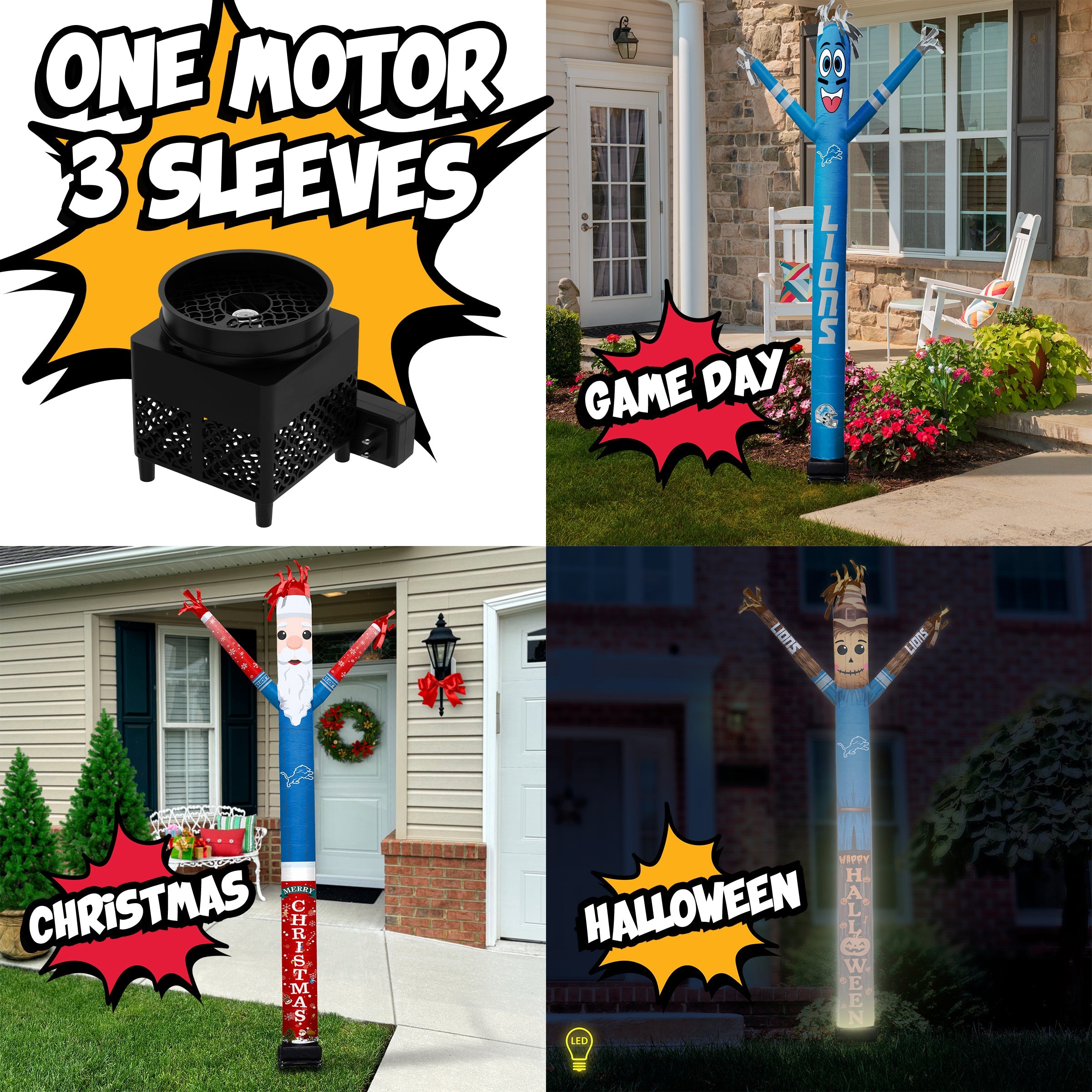 Detroit Lions Inflatable Festive Fanz Bundle