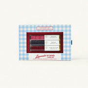  Lemonade Stand Luxe Mixer Cube packaging with a blue checkered gingham pattern on a white background.