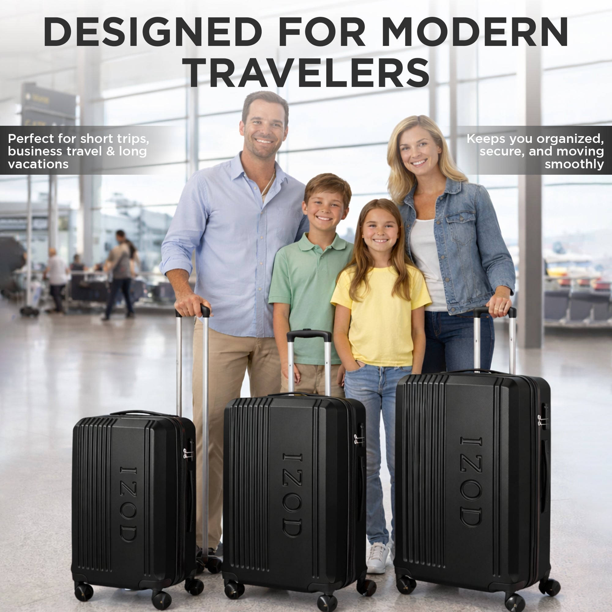 IZOD Zane Expandable ABS Hard Shell Lightweight 3 Piece Luggage