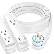 Maximm 10 ft UL 360° Rotating Flat Plug Extension Cord, 3-Outlet - 2pack White