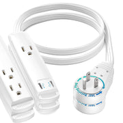 Maximm 1 ft UL 360° Rotating Flat Plug Extension Cord, 3-Outlet - 2pack White