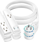 Maximm 3 ft UL 360° Rotating Flat Plug Extension Cord, 3-Outlet - 2pack White