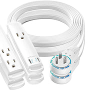 Maximm 6ft UL 360° Rotating Flat Plug Extension Cord, 3-Outlet - 2pack White