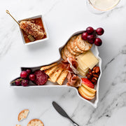 New York State Plate appetizer dish meat and cheese tray. New York charcuterie board. New York charcuterie tray. NY app board. NY serving tray. New York cooking gift. New York serving tray dish. New York ceramic dish. New York gift.