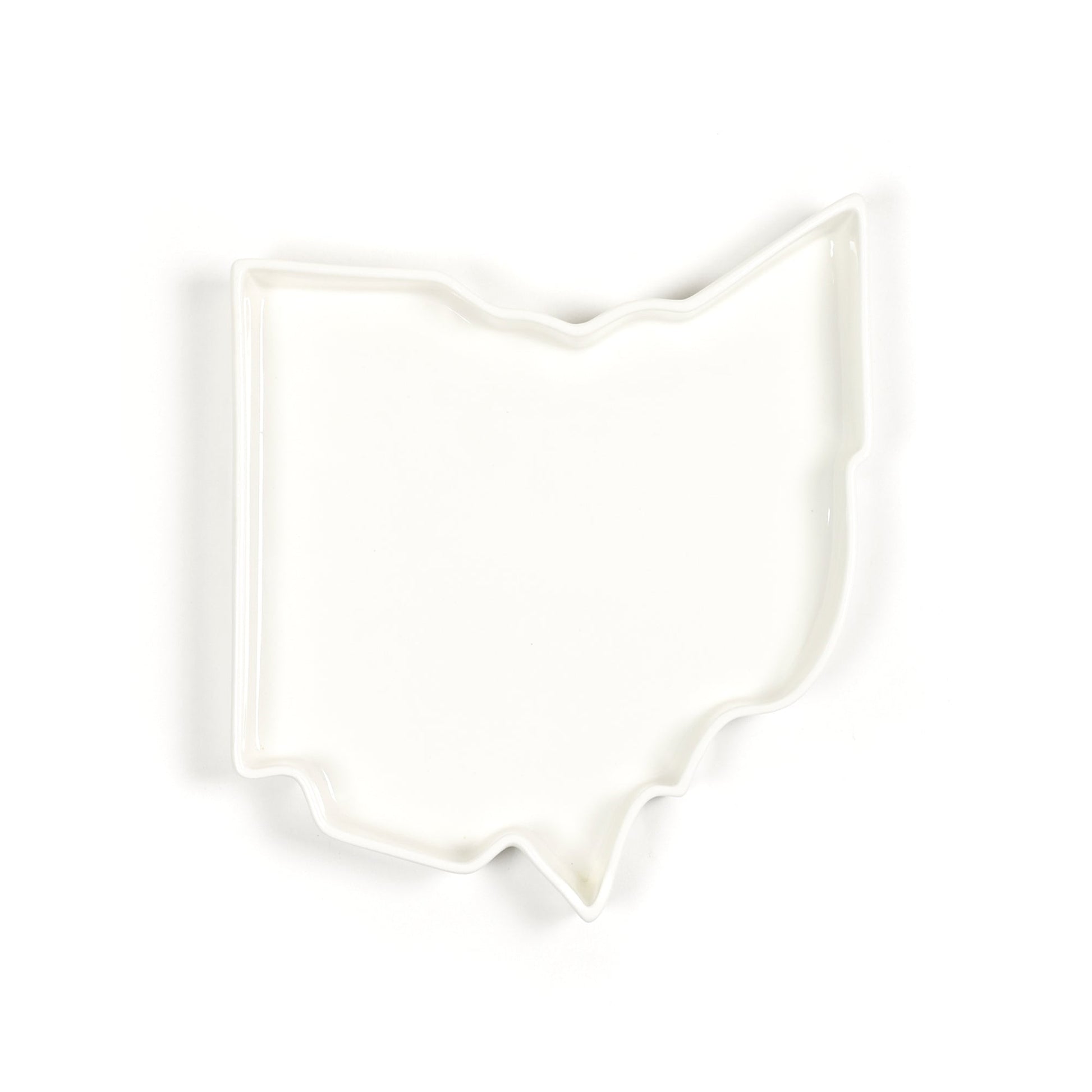 Glossy white empty Ohio State Plate. Ceramic baking dish. Ohio porcelain baking dish. Ohio serving tray. Ohio appetizer tray. OH bakeware. OH dish. OH pie plate. OH cake dish. Ohio kitchen gift. Ohio cooking gift. OH gift. 