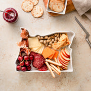 Oregon glossy white state plate charcuterie board. Oregon charcuterie tray. Oregon meat and cheese dish. Oregon appetizer dish. Oregon app tray. OR savory recipe. OR cooking gift. OR baking dish. OR baking gift. OR food gift. 