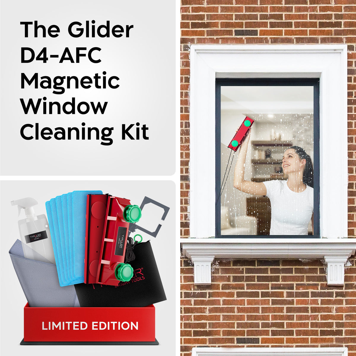 The Glider D4 AFC Ultimate Kit – Adjustable Magnetic Window Cleaner