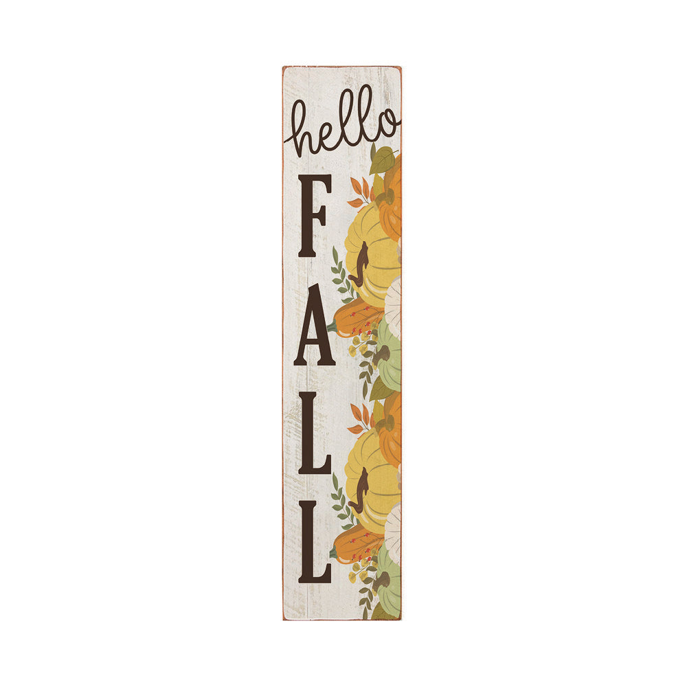 Hello Fall Muted Pastel Pumpkins Barn Wood Sign