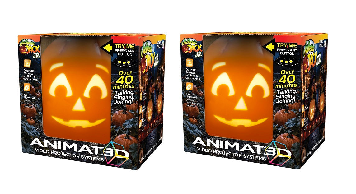 Set of 2 Jabberin’ Jack Jr. Animated Halloween Pumpkin, Talking, Singing & Joking Video Projector