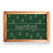 Evergreen Christmas Tree Personalized Wooden Serving Tray