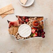 Washington state plate shown with apple pie. baked dessert state plate. wahsington state plate baked. WA pie plate. Washington pie plate. WA dessert plate. Washington dessert plate. WA dessert recipe. WA baking gift. WA cooking gift. WA kitchen gift. WA state plate charcuterie board. WA charcuterie board. WA meat and cheese plate. WA meat and cheese board. WA appetizer tray.