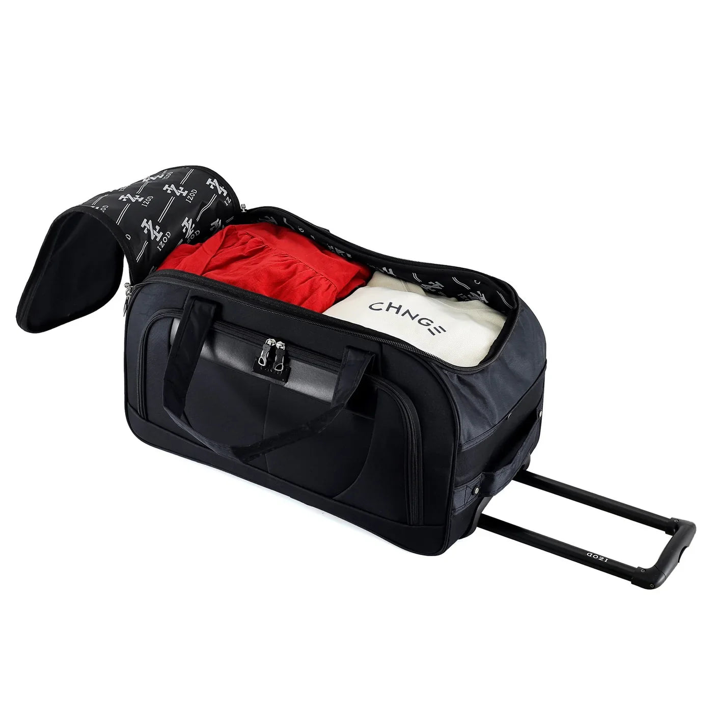 IZOD Carol 20" Lightweight Soft Shell Rolling Duffel Bag with Wheels and Telescopic Handle