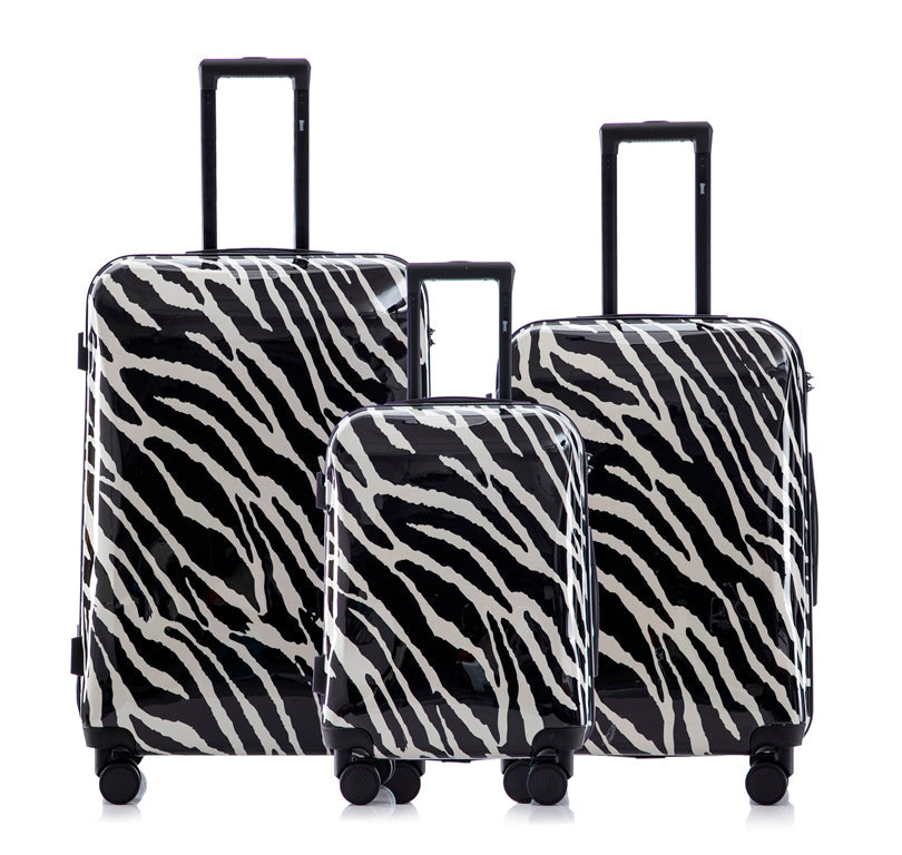 Hard Shell Lightweight 3-Piece Luggage Set - Zebra