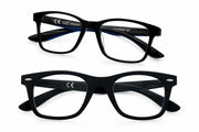 Zippo Reading Glasses Black Thick Frame and Black-Blue 2-pack +3.0