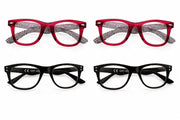 Zippo Reading Glasses Black Cat Eye and Red Herringbone 4-pack +3.50