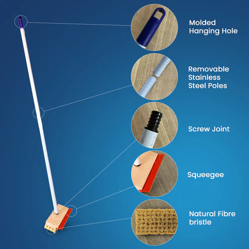 Tampico Brush With Squeegee & 4-Piece Pole Set